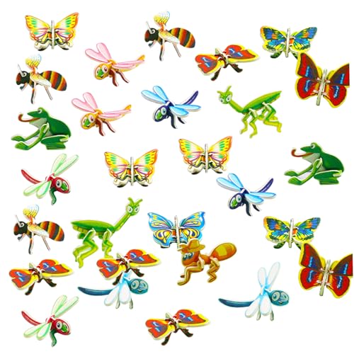 Hperu 3D-Puzzle-Puzzle 3D-Rätsel für Kinder 50pcs Tier thematisch pädagogisch niedlichen Cartoon 3D-Puzzle-Puzzle Lebendige DIY Praxis-On-Entwicklungs-Kleinkindspielzeuggeburtstagsgeschenke, Thema 1 von Hperu