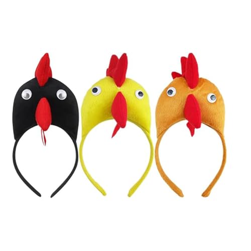 Hperu 3pcs Kinder Hühnchen Kostüm Rooster Stirnband Plüsch Tier Ohrstirnband Halloween Chicken Cosplay Requisiten Halloween Party liefert Kinderbühne Performance Requisiten von Hperu