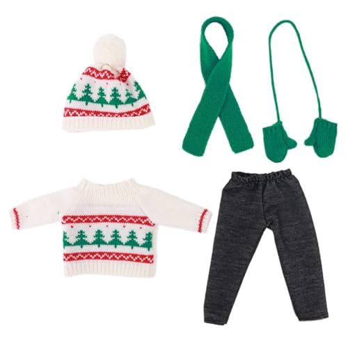 Hperu 5pcs Puppenkleidung, 18 Zoll Puppenkleidung Weihnachten niedliche gestrickte amerikanische Puppenkleidung Weihnachtsbaummuster Winterpuppen -Outfit für Puppengeschenk, Kleidungszubehör Sets von Hperu