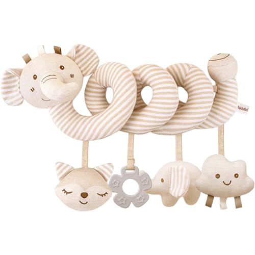 Hperu Baby Kinderwagen Spielzeug, spiralplüschhaltiges Krippenspielzeug quietschendes sensorisches Aktivität Wind Gilt für Neugeborene 0-6 Monate, Elefant Hperu Baby Kinderwagen Spielzeug, spiralplüschhaltiges Krippenspielzeug quietschendes sensorisches Aktivität Wind Gilt für Neugeborene 0-6 Monate, Elefant von Hperu