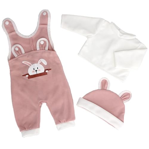 Hperu Babypuppenkleidung, 18 Zoll Puppenkleidung entzückende Hasenbabypuppenkleidung mit T-Shirt-Hosen und Hutgeschenkset für Kindertag, Puppenkleidung von Hperu