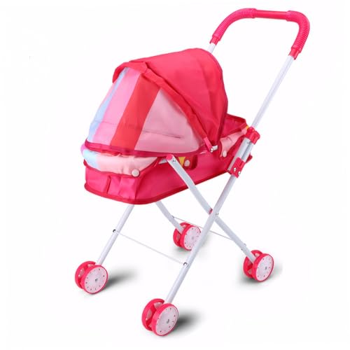 Hperu Babypuppenwagen, Puppenwagen Kinderwagen Kinderwagen Falten Sie Doll Kinderwagen mit Abnehmbarer waschbarer Babypuppenwagen für Mädchen, tun Sie das Spiel, Style 1 1 von Hperu