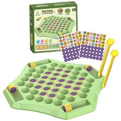 Hperu Cartoon Animal Flip Memory Game mit 52 Löchern Plastikschachbrettspiel mit 58 Runden Schach und 2 Schachstiften, Bildungsbrettspiele für Kindergartenversammlung von Hperu