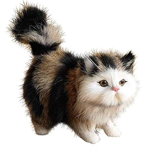 Hperu Cat Plush Realistic Cat niedliche stehende Katze Plüsch Simulierte künstliche Kunstfell Katzenpuppe Dekorative detaillierte falsche Katzenfotografie Requisite, schwarz + grau von Hperu