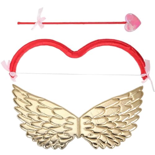 Hperu Cupid Bow und Pfeil, Amorbogen und Pfeil mit Flügel entzückender und romantischer Amorkostüm für Männer Frauen Cupid Accessoires für Cosplay -Kostümparty, Valentinstag, Halloween von Hperu