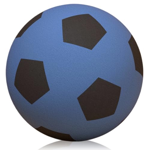 Hperu Foam Fußballkugel, Stiller Fußball für Kinder Größe 5 PU Schaumfußball Stoßdämpfung Kleiner Fußball Leichtes Softgeräusch -Reduktion Fußball für Training Kinderspielzeug, Blau von Hperu