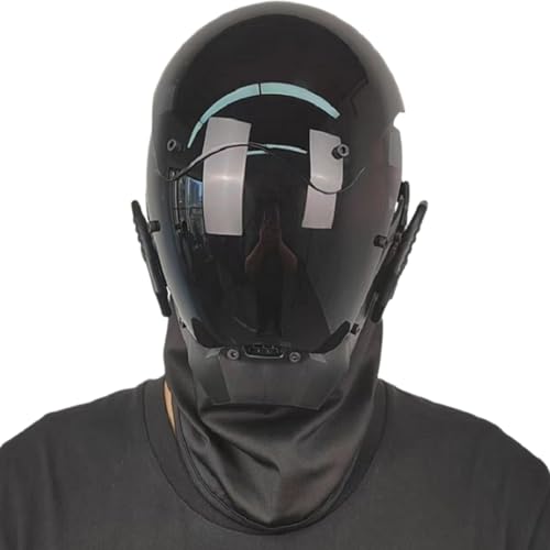 Hperu Futuristische Maske Punkmaske für Männer Schwarz Futuristische Maske PC Dekorative Techwear -Maske Cyber ​​-Maske für Cosplay Party Halloween Music Festival von Hperu