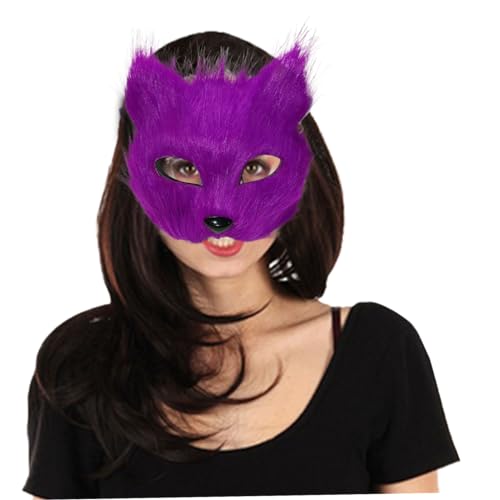 Hperu Katzenmasken, Therian Maske Halbgesichtspelz Maske Halloween Foxes Maske mit elastischer Band Cat Maske Therian für Cosplay, Halloween-Party, Masquerade Kostüm Typ 2 von Hperu