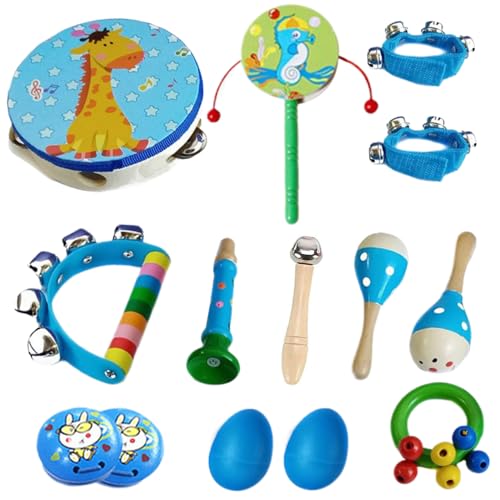 Hperu Kids Musical Instruments Set, 13pcs Baby Musikinstrument, hölzerne Kleinkind -Musikinstrumente umfassen Xylophon, Schlagzeug, Maracas, Bildungs ​​-Tamburin für Kinder, Montessori Musical Toys von Hperu