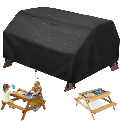 Hperu Kids Water Table Cover wasserdichte Sand- und Wassertischabdeckung 40x40x20 '' Outdoor -Kleinkind -Picknicktisch mit Kordelkordel ＆ Beingurt Kinder Wassertischzubehör (nur Deckung) von Hperu