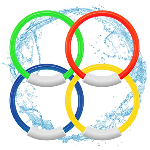 Hperu Kinder Diving Rings Pool Diving Toys Unterwasser Diving Ring Swimming Pool sinken Spielzeug für Tauchspiel Schwimmtraining 4pcs runde Form von Hperu