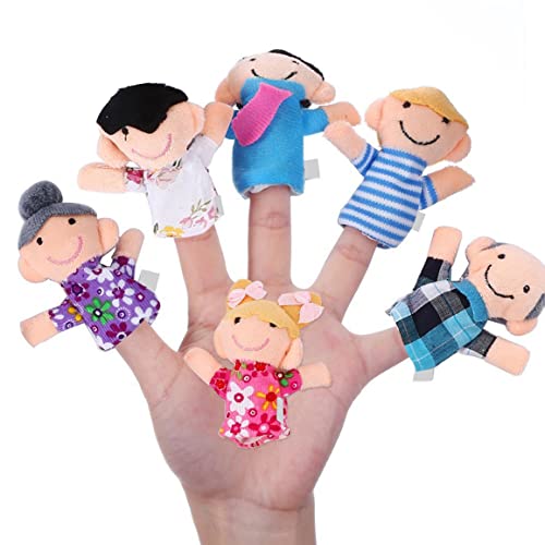 Hperu Kinder Fingerpuppen Finger Puppen Set süße glückliche Familienmitglied Style Soft Plüsch Baby Story Time Fingerpuppen für Kinder, Shows, Spielzeit, Schulen 6pcs/Set von Hperu