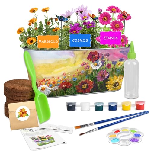 Hperu Kinder Gartenwerkzeuge, Kinder Gartenset, sicheres und Spaß anregen Kreativität Pflanzenblum Wachstum Kleinkind Gartenset Set Geburtstagsspielzeug Geschenke für Mädchen Jungen, Keine Samen von Hperu