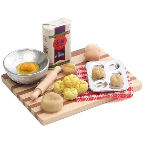 Hperu Miniaturspielzeug Mini Food 1 Set 1/12 Puppenhaus Lebensmittel Milchbrot Eier an Bord realistischer Miniatur -Küchen Lebensmittel Set für Puppenhauszubehör von Hperu