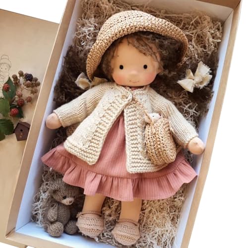 Hperu Puppen für Kleinkinder, Stoffpuppe mit Geschenkbox 11x2x5 Ragdoll mit Hut, Tasche, Schuhen und mehr Dekoration für Babys & Kleinkinder ideale Weihnachtsgeburtstag Geschenke von Hperu