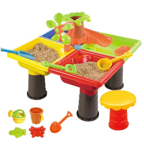 Hperu Sandtisch, Kleinkind Wassertisch Sand Tabelle 4-in-1 Sand- und Wasserspieltisch Kinder 17.7X.13.8 '' Wassertisch mit Spielzubehör Sandbox-Tisch für Outdoor-Aktivitätsquadrat von Hperu