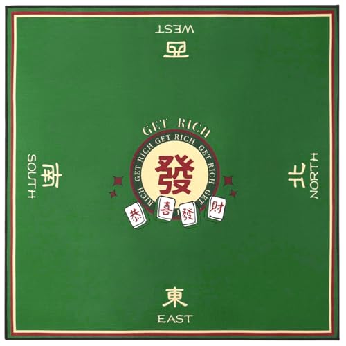 Hperu Spielmatte für Tabelle, Mahjong-Matte 32x32 Zoll Mahjong Table Matte, Nicht-Slip-Rausch-Reduktion Mahjong Tischabdeckung, Roll-up-Spielmatte für Table Mahjong, Poker, Karte, Board & Tile Games von Hperu