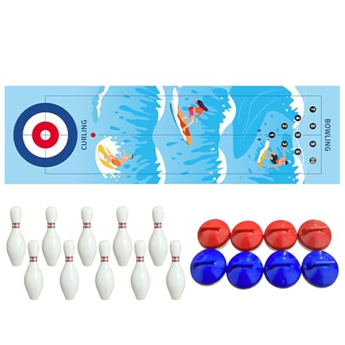 Hperu Tabletop Curling Game Foldable Shuffleboard Tabletop -Spiele mit 10 x 35 Matte, 8 Locken und 10 Bällen tragbare Familienspiele Spaß Skee Ball Game von Hperu