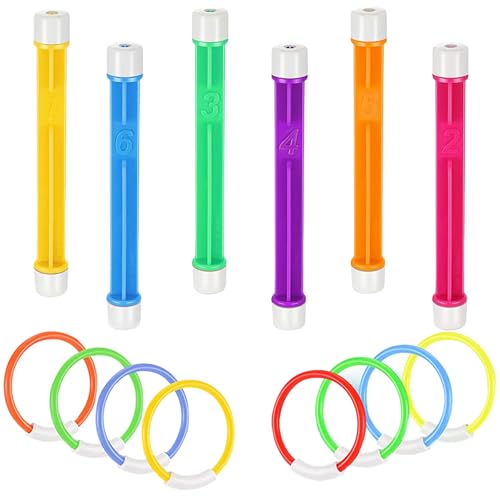 Hperu Tauchringe Schwimmbad Ringe Plastikstäbchen Pool Training Accessoires Unterwasserring für Sommerpool -Party Lieferungen 14 Stcs von Hperu