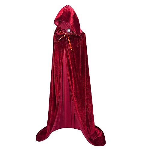 Hperu Velvet Cape Unisex voller Länge mit Kapuze mit Kapuze mit Kapuze mit Kapo -Cosplay -Kostüm von 59 Zoll (rot 150 cm) von Hperu