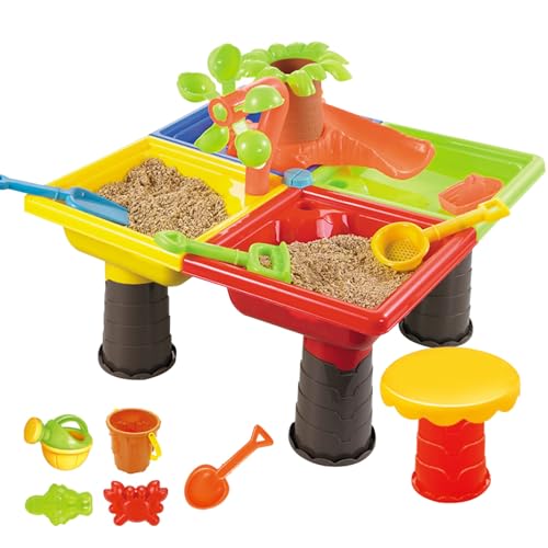 Hperu Wassertisch Kleinkind Wassertabelle Sand Tabelle 4-in-1 Sand- und Wasserspieltisch Kinder 17.7X.13.8 '' Wassertisch mit Spielzubehör Sandbox Tisch für Außenaktivitätsquadrat von Hperu