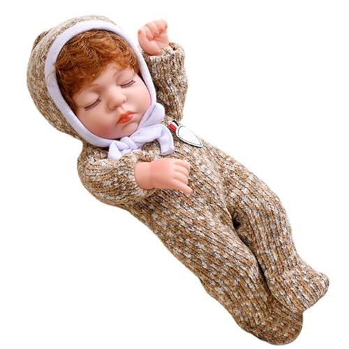 Hperu Wiedergeborene Puppen mit Stoff Set 12 Zoll Vinyl Mini Babypuppen Abnehmbare realistische Babypuppe weiche Ganzkörper Miniatur Babypuppe für Kinder Junge Baby Reborn Dolls von Hperu