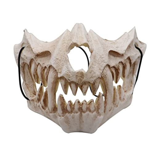 Hperu Wolf Maske Halloween Halloween Skelettmaske, gruselige Werwolf Halbschädelmaske, Cosplay -Kostüm halbe Gesichtszähne Schädel Party Cosplay Mask Festival Halbmaske von Hperu