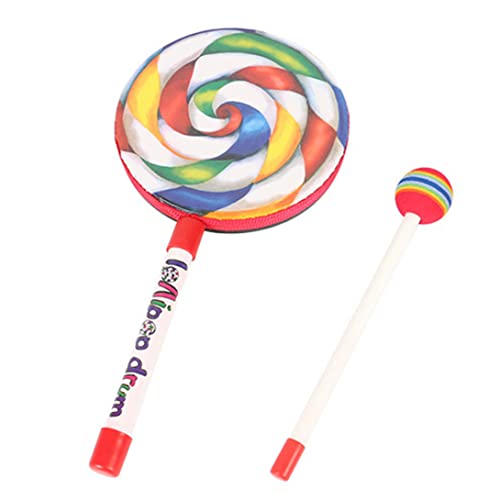 Kids Hand Drum Lollipop Drum mit Mallet Regenbogen Hand Drum Stick Spielzeugset Percussion Instrument für Kinder 15 cm von Hperu