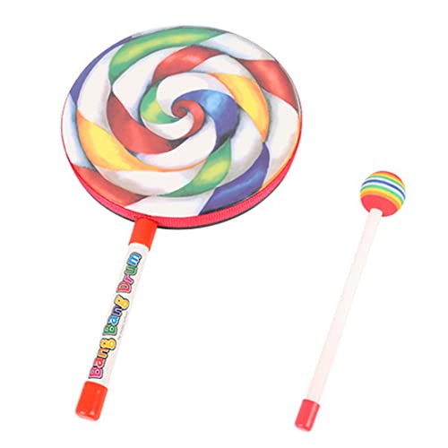 Kids Hand Drum Lollipop Drum mit Mallet Regenbogen Hand Drum Stick Spielzeugset Percussion Instrument für Kinder 20 cm von Hperu