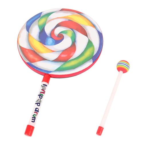 Kids Hand Drum Lollipop Drum mit Mallet Regenbogen Hand Drum Stick Spielzeugset Percussion Instrument für Kinder 25 cm von Hperu