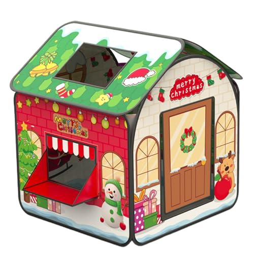 Kinder Spielen Zelt, Kinderzelt, Weihnachtskinderspielhaus mit Fenstern, Stoffkindzelt zum Weihnachtsgeburtstag, Kleinkindzelt 33x33x37 von Hperu