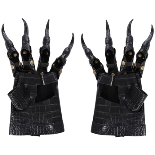 Klauenhandschuhe, Drachenklauenhandschuhe 1 Paar Gothic und Punk schreckliche Halloween -Klauenhandschuhe kostenlose Größe Leder schwarzer Halloween -Handschuhe für Cosplay, Dress -up, Drachenklaue von Hperu