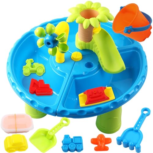 Kleinkindwasserspiegel Sand- und Wassertisch 22 Stcs/Set kein Burr-Mehrkompartimente ABS Sommer Kleinkind Wassertabelle mit abnehmbaren Tisch-Ecken farbenfrohe sensorische Spielzeug für Strand, Pool, von Hperu