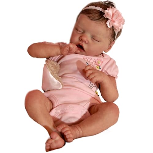 Lebensechte Babypuppe, echte Babypuppe 18 -Zoll -Silikon -Babypuppen -Babypuppenrealistische Reborn -Babypuppe, waschbares Neugeborenes mit Kleidung und Kopfschmuck - Perfekt für Kinderspielzeug von Hperu