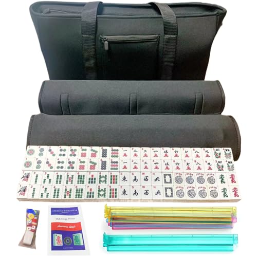 Mahjong -Set tragbarer Klassiker in voller Größe Mahjong Fliesen -Set mit 166 Premium -Fliesen, Black Diving Stofftasche Amerikanische Mahjong -Set für soziale Versammlungen, Mahjong Fliesen Set Fl von Hperu