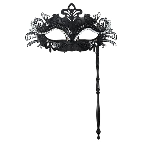 Mardi Gras Mask Black Mardi Gras Masken für Frauen Maskerade Mask Metal Handheld Mardi Gras Masken Abnehmbare Maskerade -Ballmaske für festliche Feste Party Kostümzubehör Accessoires von Hperu