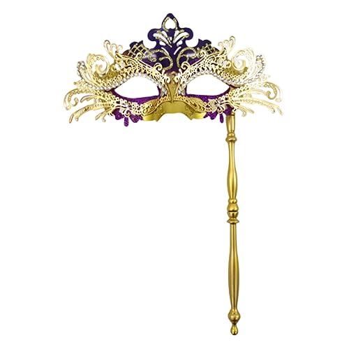 Mardi Gras Mask Golden Mardi Gras Masken für Frauen Maskerade Mask Metal Handheld Mardi Gras Masken Abnehmbare Maskerade -Ballmaske für festliche Feste Party Kostümzubehör Accessoires von Hperu