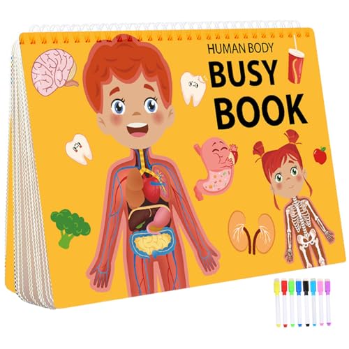 Menschliche Anatomie geschäftige Buch, Kleinkind-Busy-Buch mit 15 Themen Lustige menschliche Anatomie geschäftige Buch Preshool Learning Uns beschäftigtes Buch für Kleinkinder 1-3 Jungen Mädchen 11 von Hperu