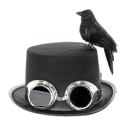 Punk Punk Hat 1pc Steampunk Top Hats mit Krähe und dekorative Brille Unisex Halloween Cosplay Hat Retro -Style -Cap Requisiten für Halloween -Party, Rollenspiel, Fotografie von Hperu