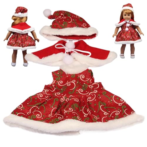 Puppenkleidung, 18 -Zoll -Puppenkleidung setzt weiche und elastische Weihnachtsbabypuppenkleidung mit Hut, Kleid, Schal und Schuhen DIY 18 -Zoll -Puppenzubehör für Kinder (Keine Puppe), Stil 1 von Hperu