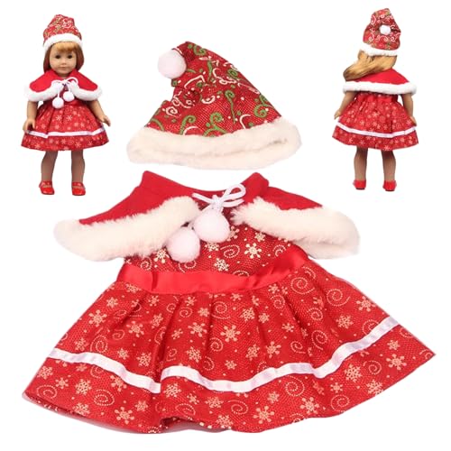 Puppenkleidung, 18 -Zoll -Puppenkleidung setzt weiche und elastische Weihnachtsbabypuppenkleidung mit Hut, Kleid, Schal und Schuhen DIY 18 -Zoll -Puppenzubehör für Kinder (Keine Puppe), Style 2 von Hperu