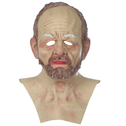 Realistische alte Mann Maske alte Mann Maske Realistisches Halloween -Falten lose Haar von Hperu