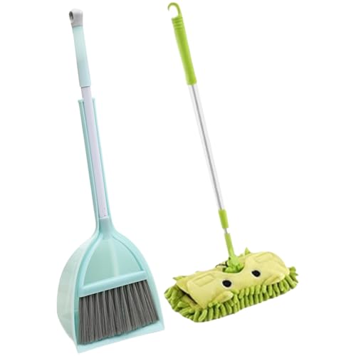 Reinigung Spielset Kinderfreundliches pädagogisches Kleinkind-Reinigungsset umfasst Dustpan, Broom & Telescopic Mopp Treat Play Housekeeping Kinder Reinigungsset für Zuhause, Vorschule, Vorschule von Hperu