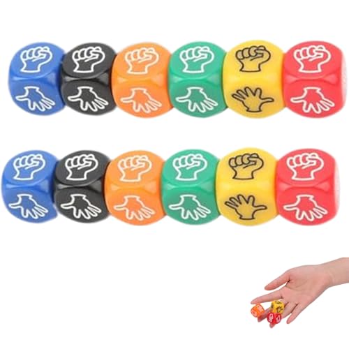 Rock Paper Scissors Würfel, 12pcs Finger Rateing Game Dice Case, 6 Farben 0.8 Rockpapierschere Würfel, lustige Würfel für Erwachsene und Kinderfamilie, Würfel Standardspiel Dice Dice von Hperu