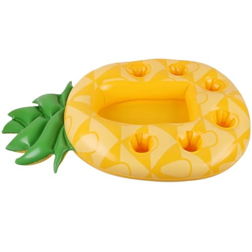 Hperu Schwimmende Tablett für Pool -Getränke Floaties für Pool, Ananas aufblasbare Getränkehalter, 33,5x21.7 PVC schwimmende Poolschale mit Tassenhaltern, tragbarer schwimmender Getränkehalter fü von Hperu