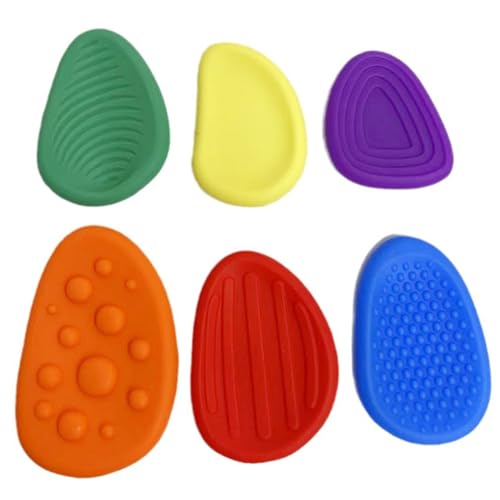 Sensorische Steine ​​6pcs strukturierte strukturierte Sorge-Sorge-Steinstein für das beruhigende, unterhaltsame und Stressabbau, flexible und ruhige Zappelspielzeug für Kinder mit Aufbewahrungsbox, von Hperu