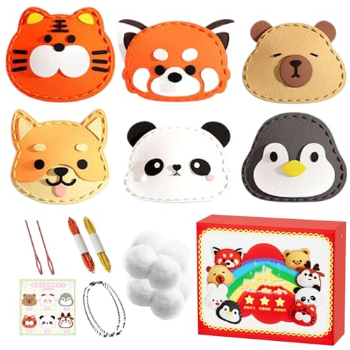 Sew Fun Tiere, Kindernäht Kit, niedliche tierische Nähenkit 6 Verschiedene Tiere Spaß beim Nähen von DIY Bastel Ornamenten Kinder Bildungsnähung Spielzeug für Anfänger Kinder, a von Hperu