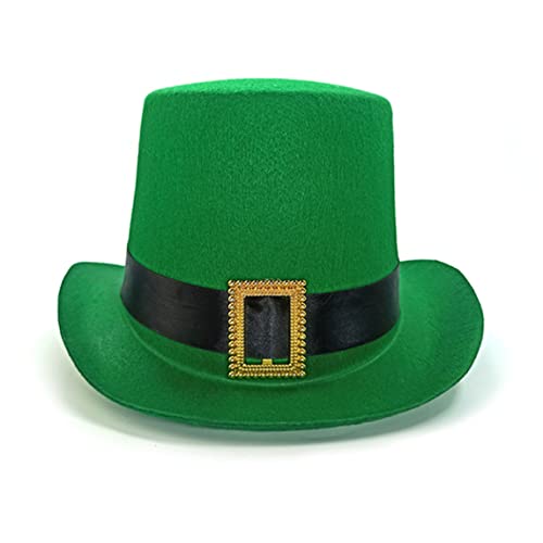 St. Patricks Day Hut Green Top Hut Irish Shamrock Hut mit schwarzer Band und goldener Schnalle für Kostümkleid Fedoras von Hperu