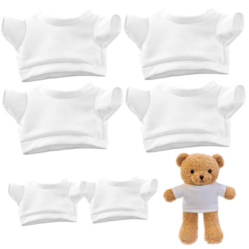 Teddybärenhemd, 6pcs Teddybärenkleidung passen 12 Zoll gefüllten Bären, süßes Teddybärenhemd, wahre weiße Bärenkleidung, Plüsch gefüllte Tierkleidung für DIY, Bärenkleidung, Bärenhemd von Hperu