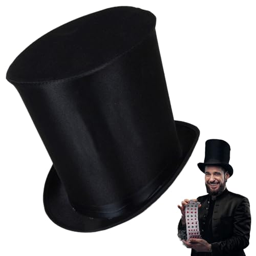 Top -Hutkostüm, Top -Hut 9.8 '' klassischer Stoff Magier Hut Satin Dekor Elegante Steampunk -Top -Hut mit geräumigem Interieur für Halloween -Cosplay und formelle Veranstaltungen von Hperu